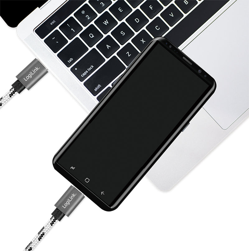 LogiLink CU0200 câble USB USB 2.0 USB C 0,48 Gbit/s Noir, Blanc
