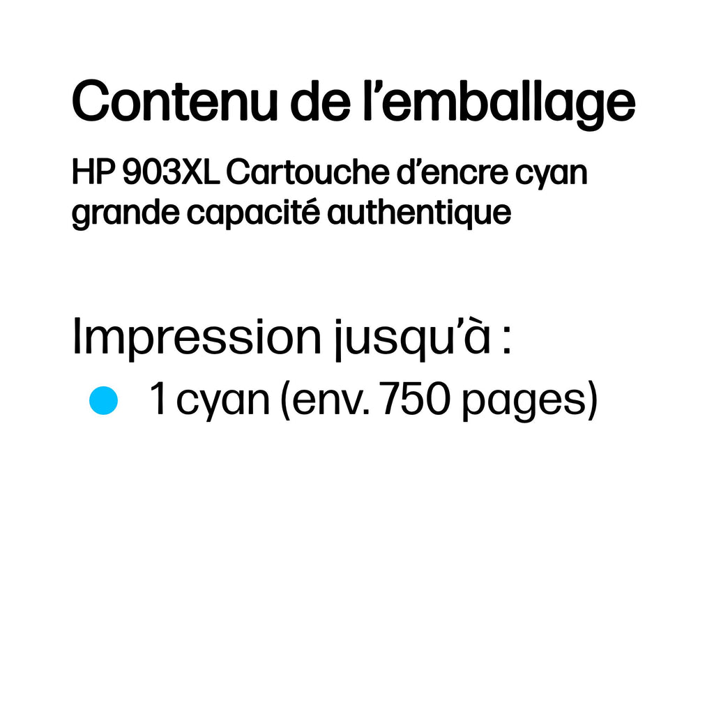 HP 903XL Cartouche d’encre cyan grande capacité authentique