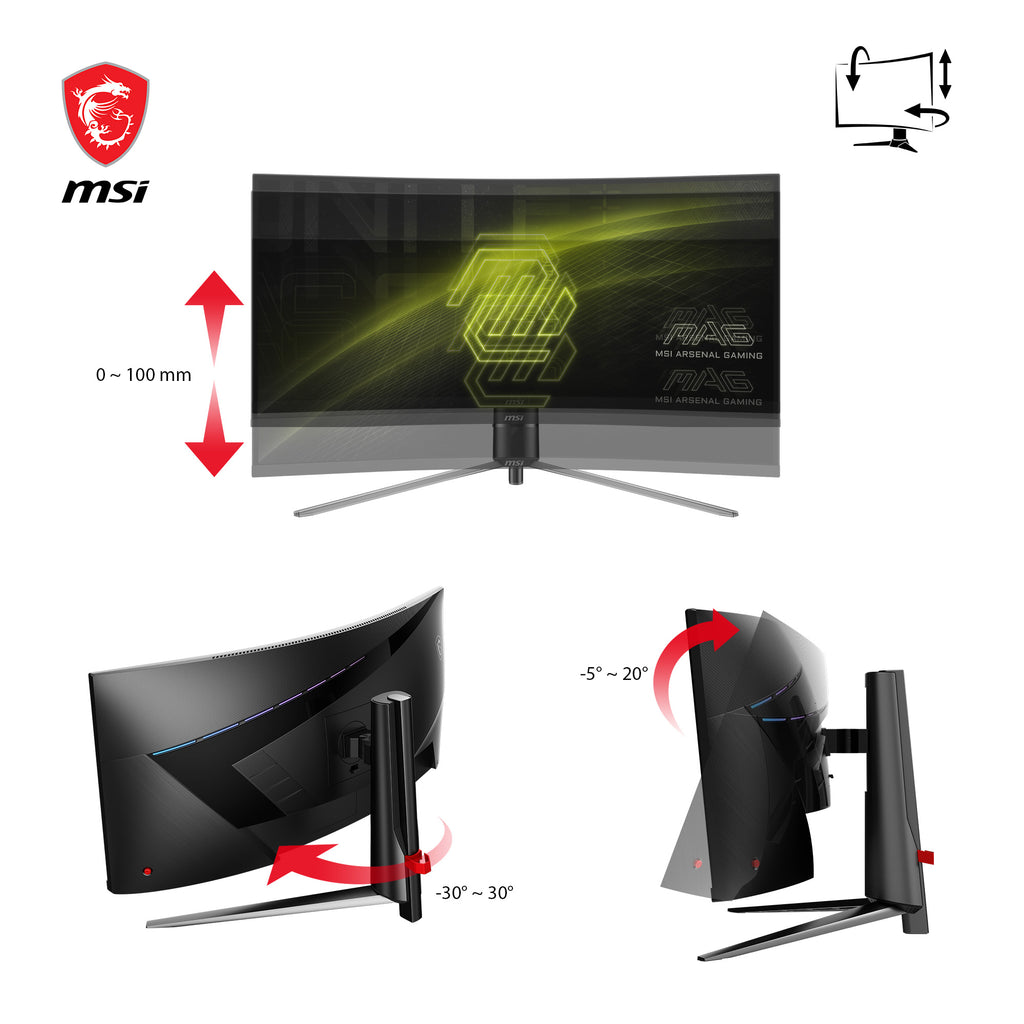 MSI MAG 345CQRDE écran plat de PC 86,4 cm (34") 3440 x 1440 pixels UltraWide Dual Quad HD Noir