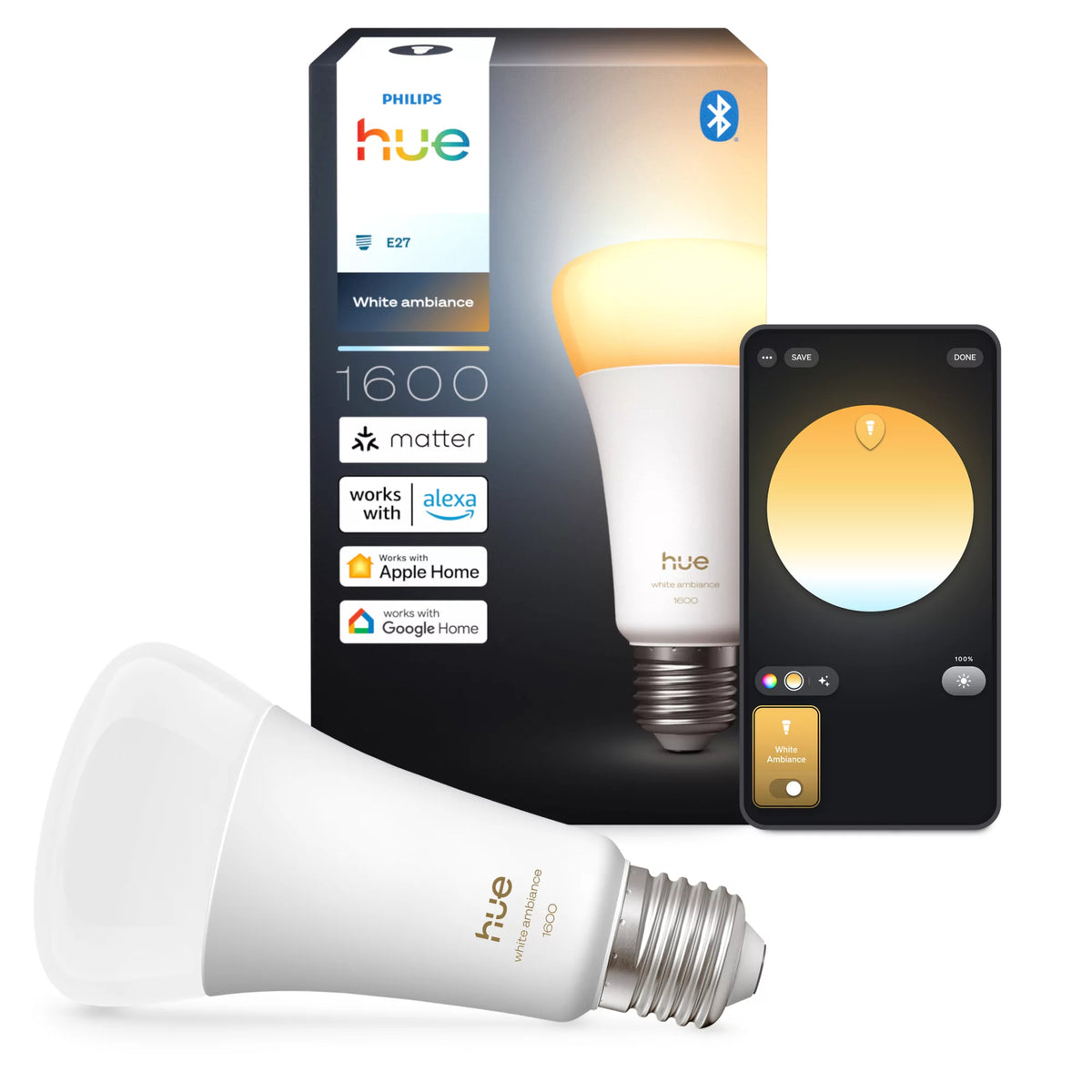 Philips Hue White ambiance A67 - Ampoule connectée E27 - 1600 - vue 3