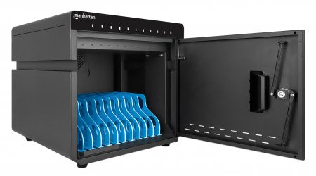 Manhattan Armoire de charge USB-C de bureau 10 appareils (iPad jusqu’à 11"), pour tablettes et smartphones, compartiment