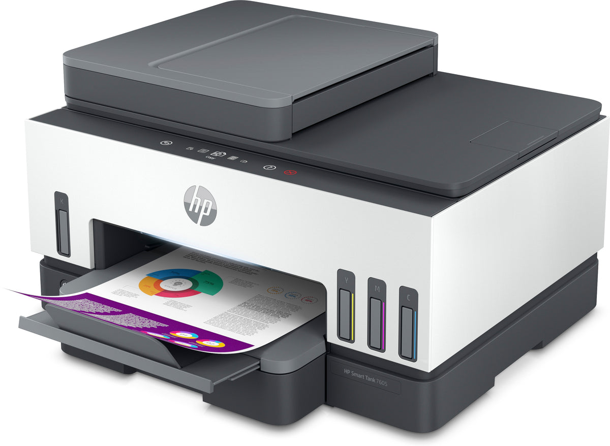 HP Smart Tank 7605 Imprimante Multifonction Couleur Sans Fil, Recto-Verso, Copieur et Scanner