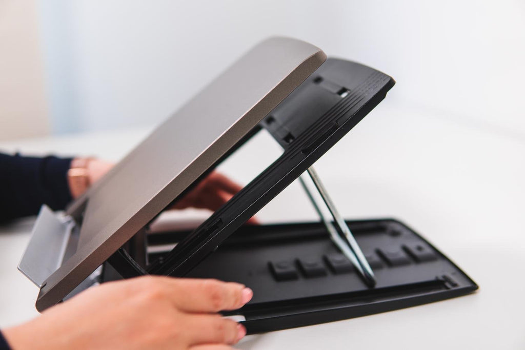 BakkerElkhuizen Ergo-Q 330 Circular Support de Laptop 17 pouces, Noir et Gris