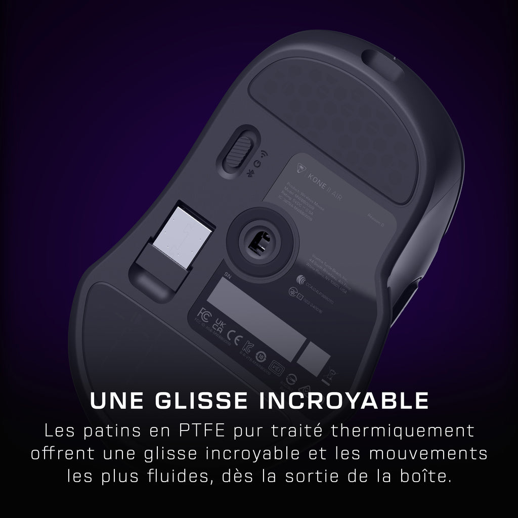 Turtle Beach Kone II Air Souris Gaming Sans Fil RGB Ergonomique, 26 000 DPI, Batterie 350h, Molette 4D Free-Spin, Noir