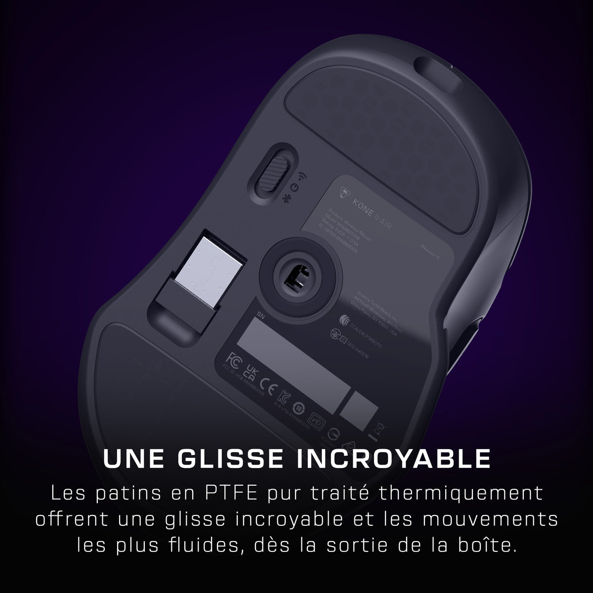 Turtle Beach Kone II Air Souris Gaming Sans Fil RGB Ergonomique, 26 000 DPI, Batterie 350h, Molette 4D Free-Spin, Noir