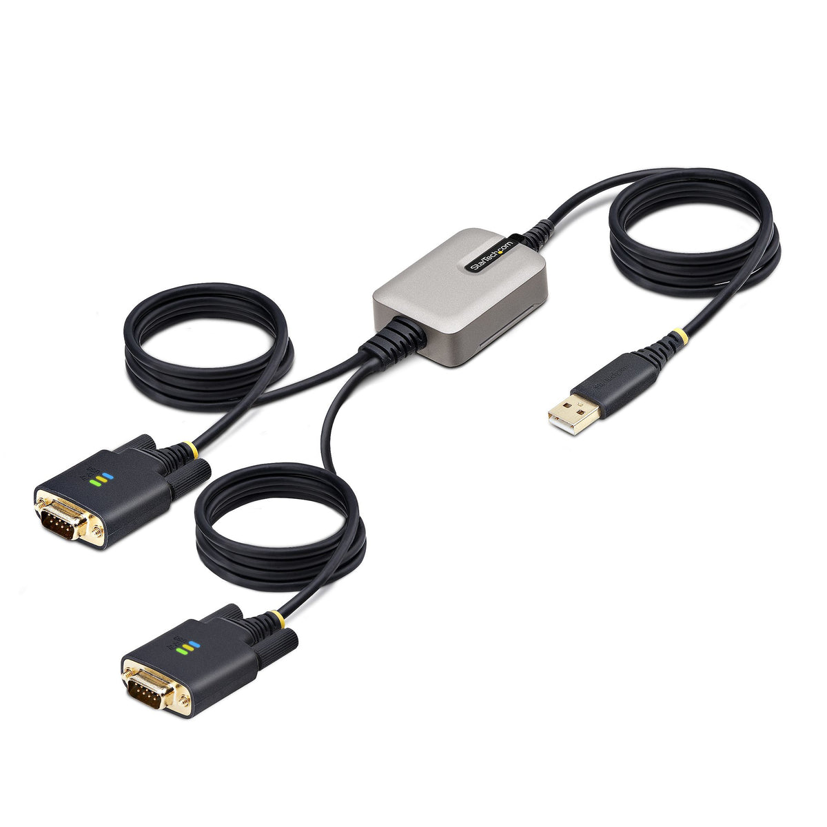 StarTech.com 2P6FFC-USB-SERIAL Adaptateur USB-A vers 2 x DB-9 RS-232, Noir et Gris