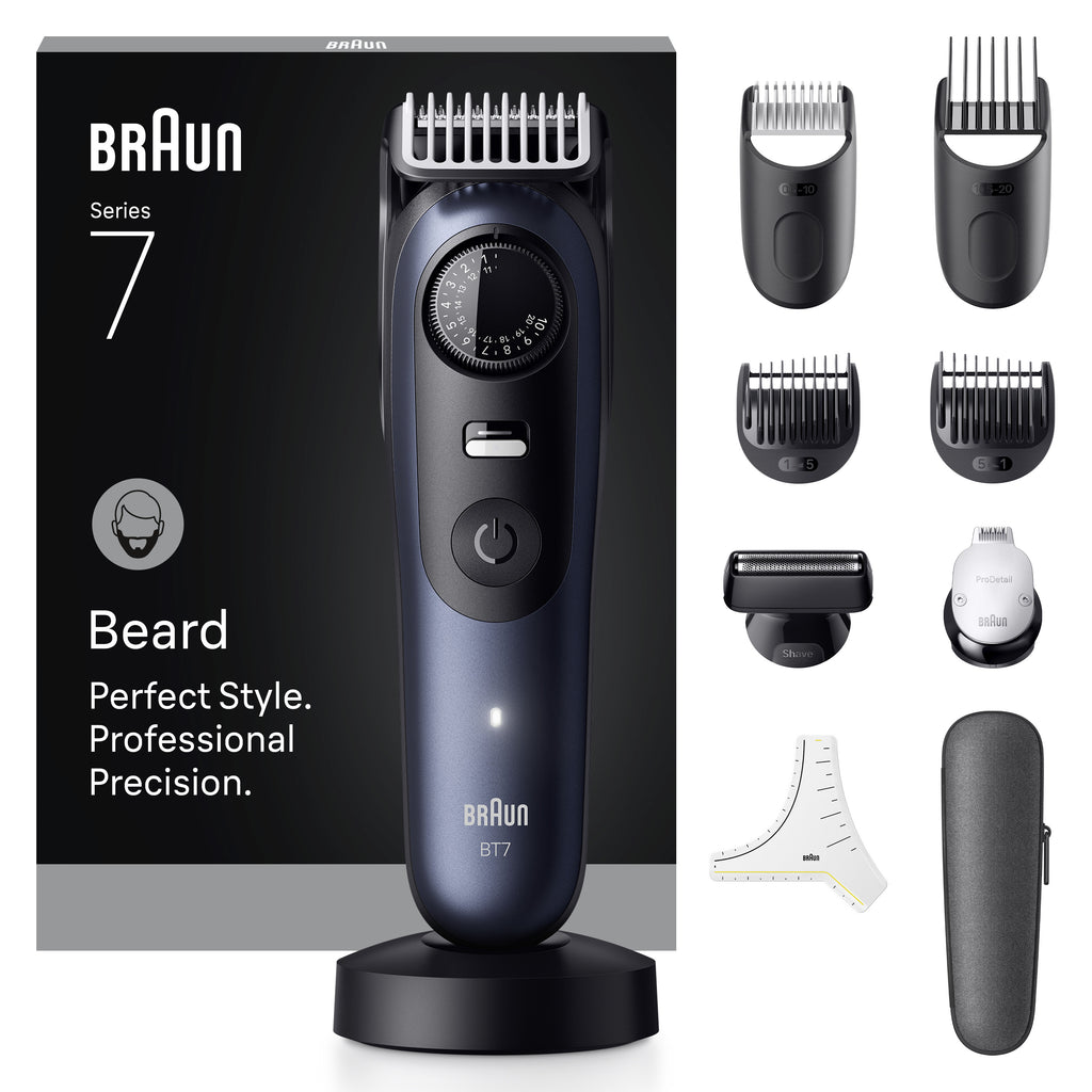 Braun BeardTrimmer 7 80789809 tondeuse à barbe AC/Batterie 40 2 cm Mouillé & sec Bleu foncé