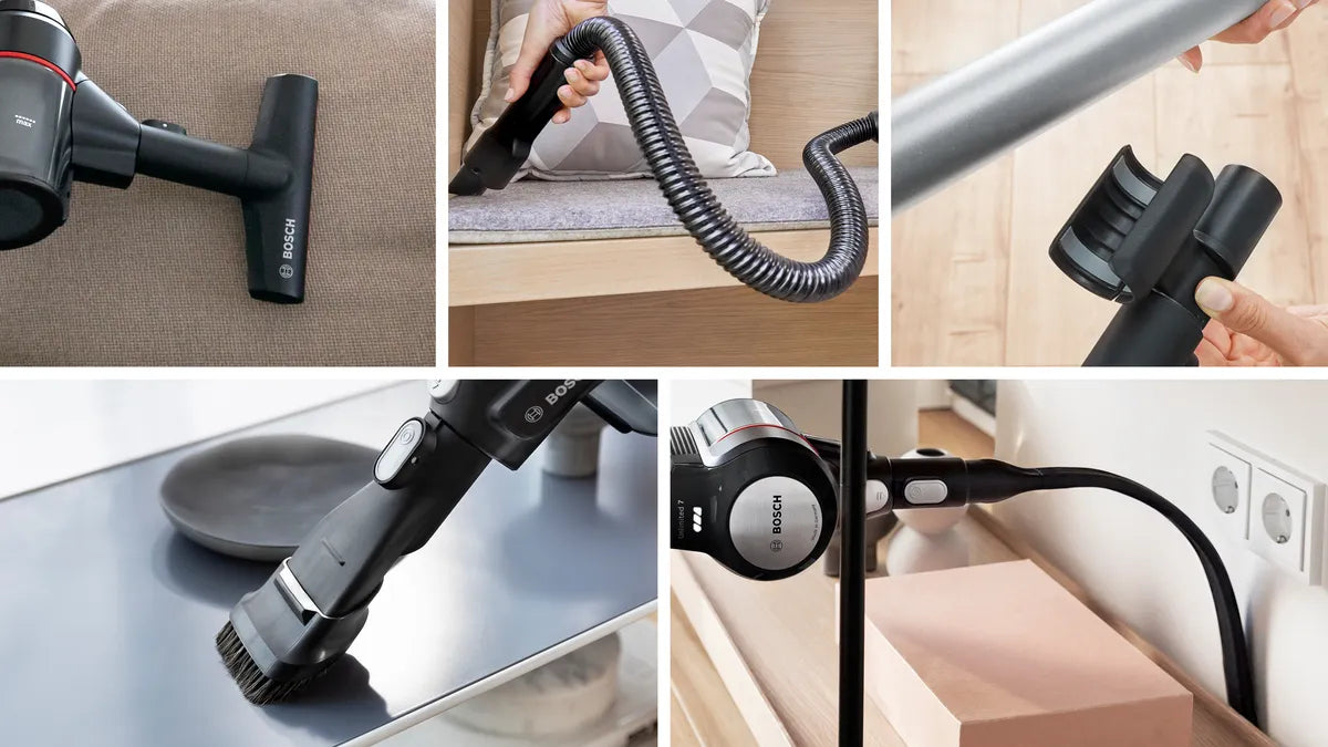 Bosch Bosch BSS715FRSH aspirateur balai et balai électrique Aspirateur-balai 2 en 1 Batterie Sec Sans sac 0,3 L Noir, Argent 5 Ah