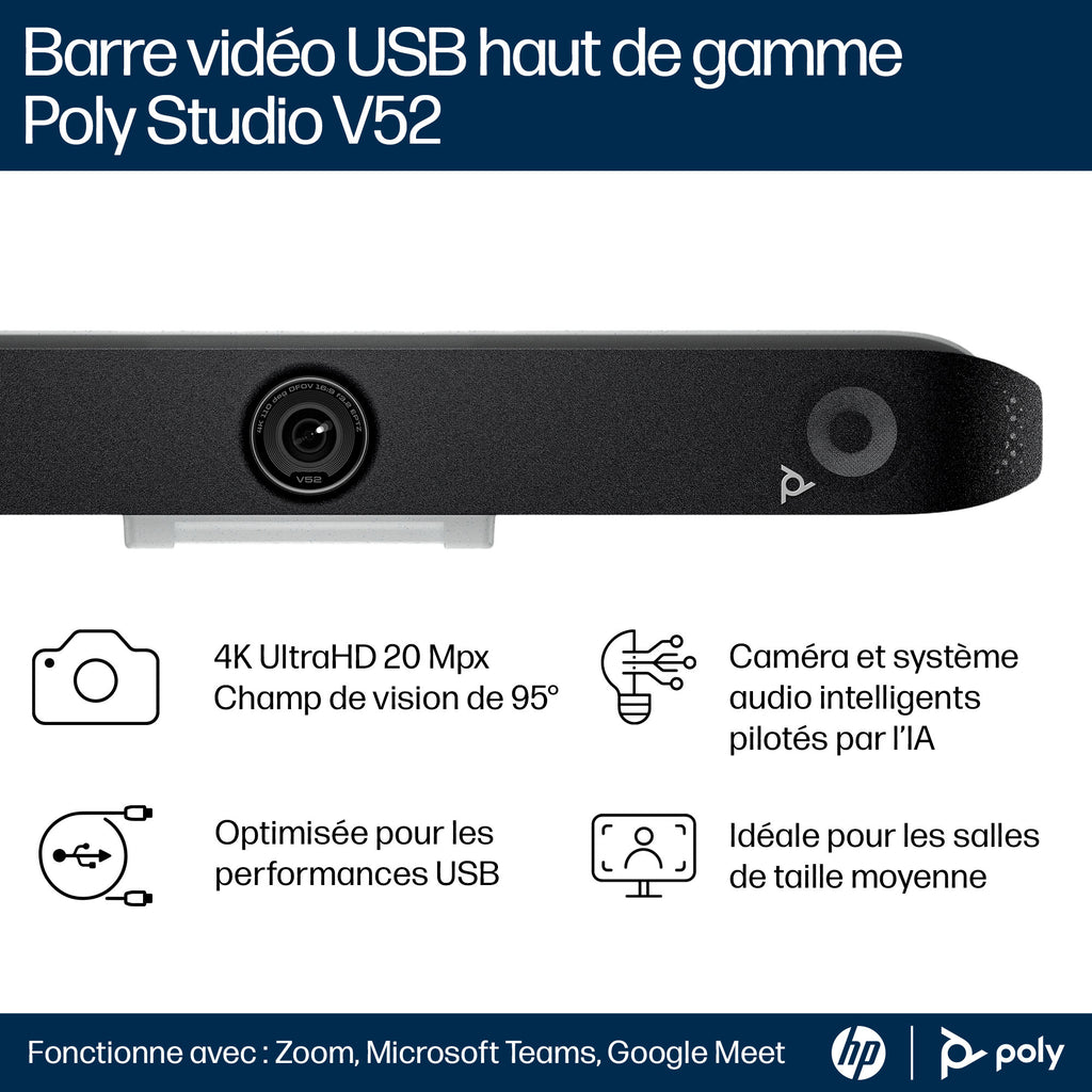 HP Poly Barre de visioconférence USB Poly Studio V52 - vue 3
