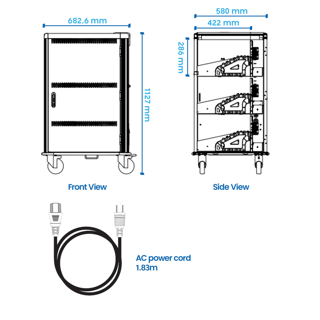 Ewent EW1701 chariot et rangement roulant Module de charge et de gestion Noir, Gris