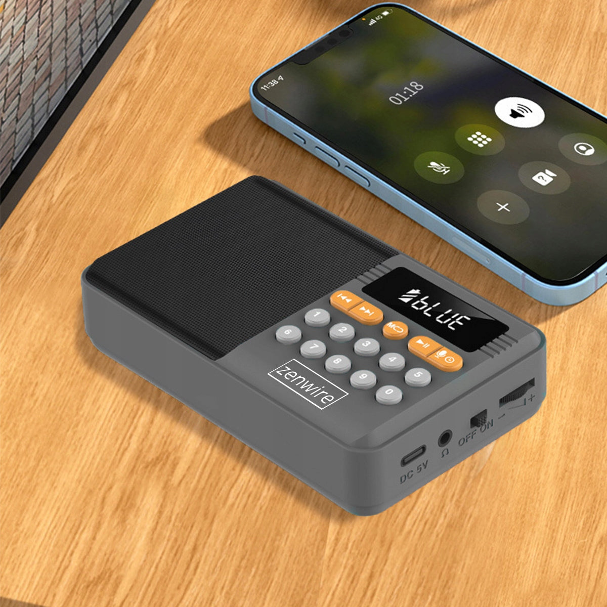 Mini radio FM Bluetooth portable à piles, haut-parleur sans fil pour la cuisine Zenwire YSF-005BT