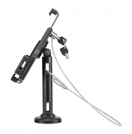Manhattan Support de bureau pour iPad et tablettes, verrouillable, montage mural possible, antivol, pour tablettes 7,9" à 10,5", rotation 360°, inclinaison ±70°, pivot 330°, noir - vue 5