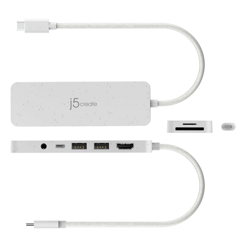 j5create JCD373EW-N Concentrateur multiport USB-C® écologique avec Power Delivery