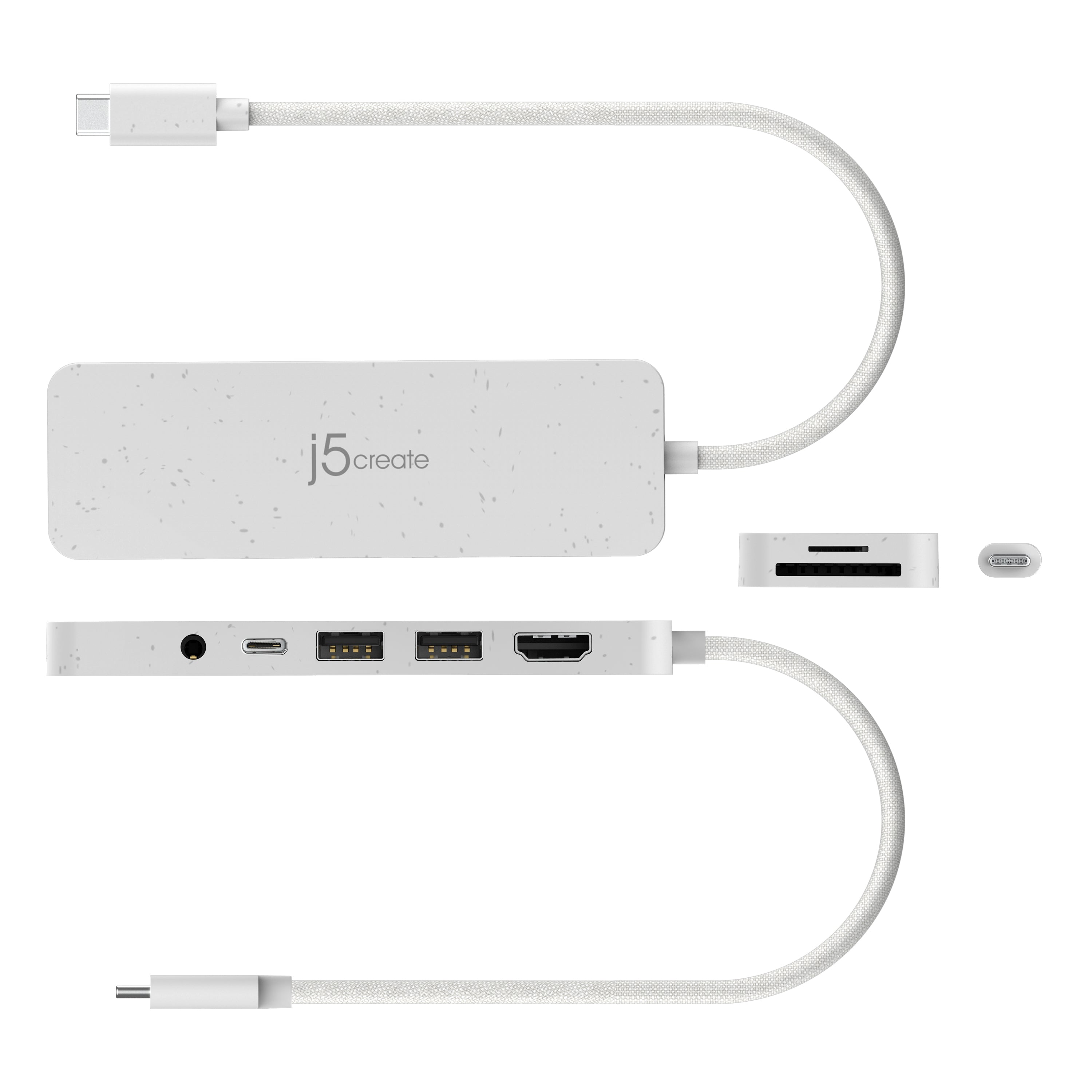 j5create JCD373EW-N Concentrateur multiport USB-C® écologique avec Power Delivery