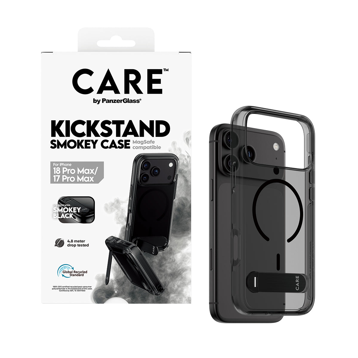 PanzerGlass CARE™ by ® Kickstand Case Smokey w. Black MagSafe iPhone 2026 Pro Max | 17 Pro Max coque de protection pour 