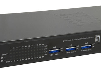 LevelOne FGP-2602W380 Commutateur Réseau Non-géré Fast Ethernet 10/100 PoE, 26 Ports, Noir