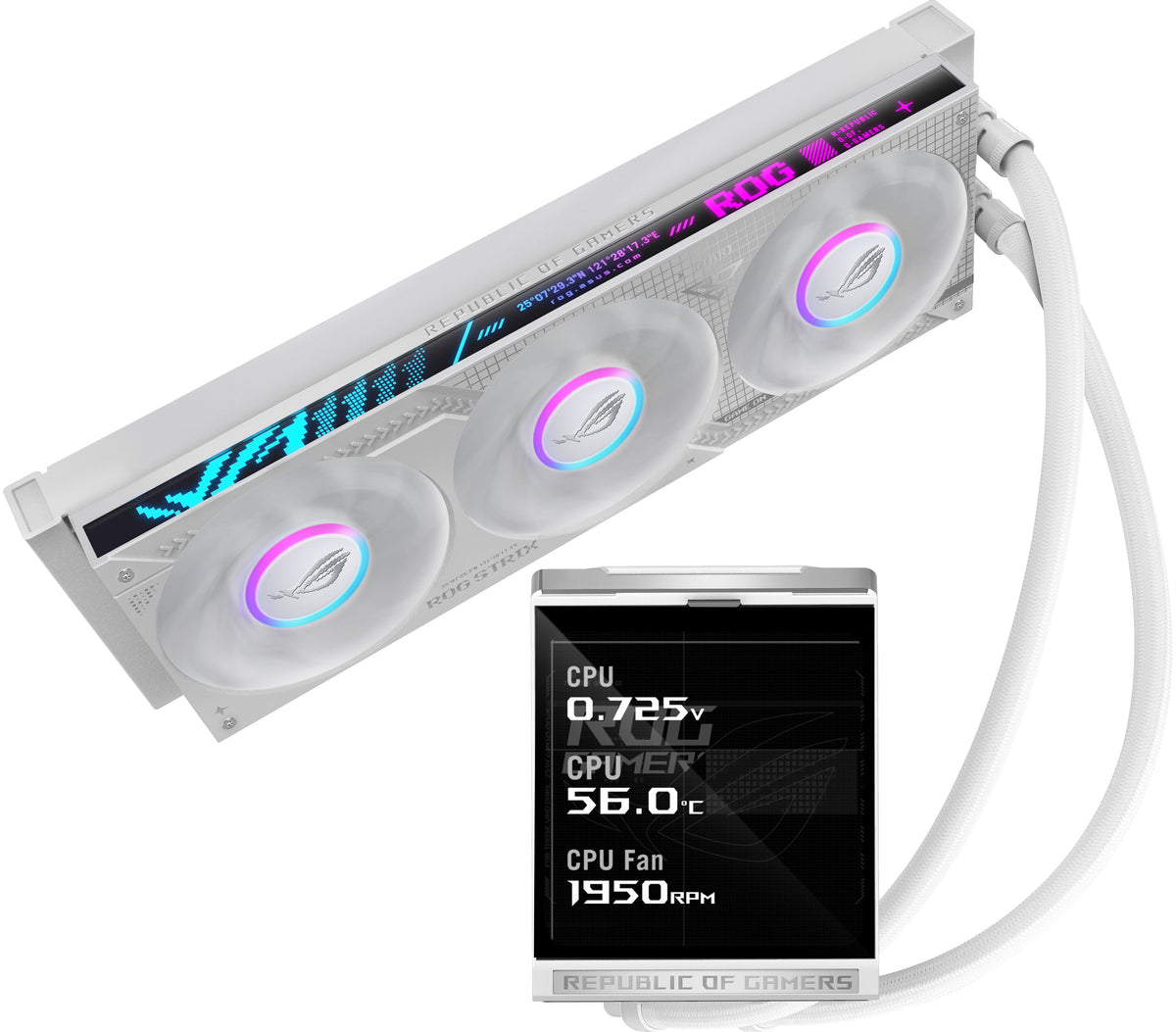 ASUS ROG Strix LC IV 360 ARGB LCD White Edition, Kit de Refroidissement Liquide, Ventilateurs 12 cm, Blanc