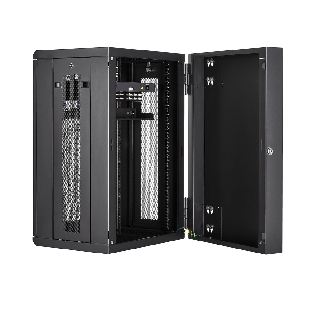 StarTech.com Armoire Réseau Murale à 4 Montants 18U avec Étagère 1U, Armoire Serveur Murale 19" à Charnières pour Équipe