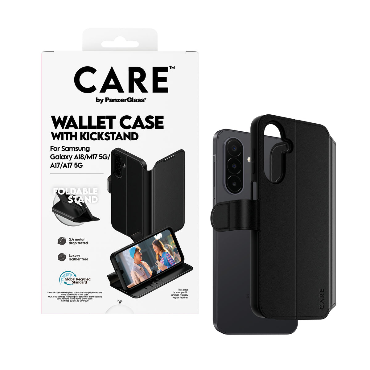 PanzerGlass CARE™ by ® Wallet Case w. Kickstand Samsung Galaxy M17 5G | A17 | A17 5G coque de protection pour téléphones