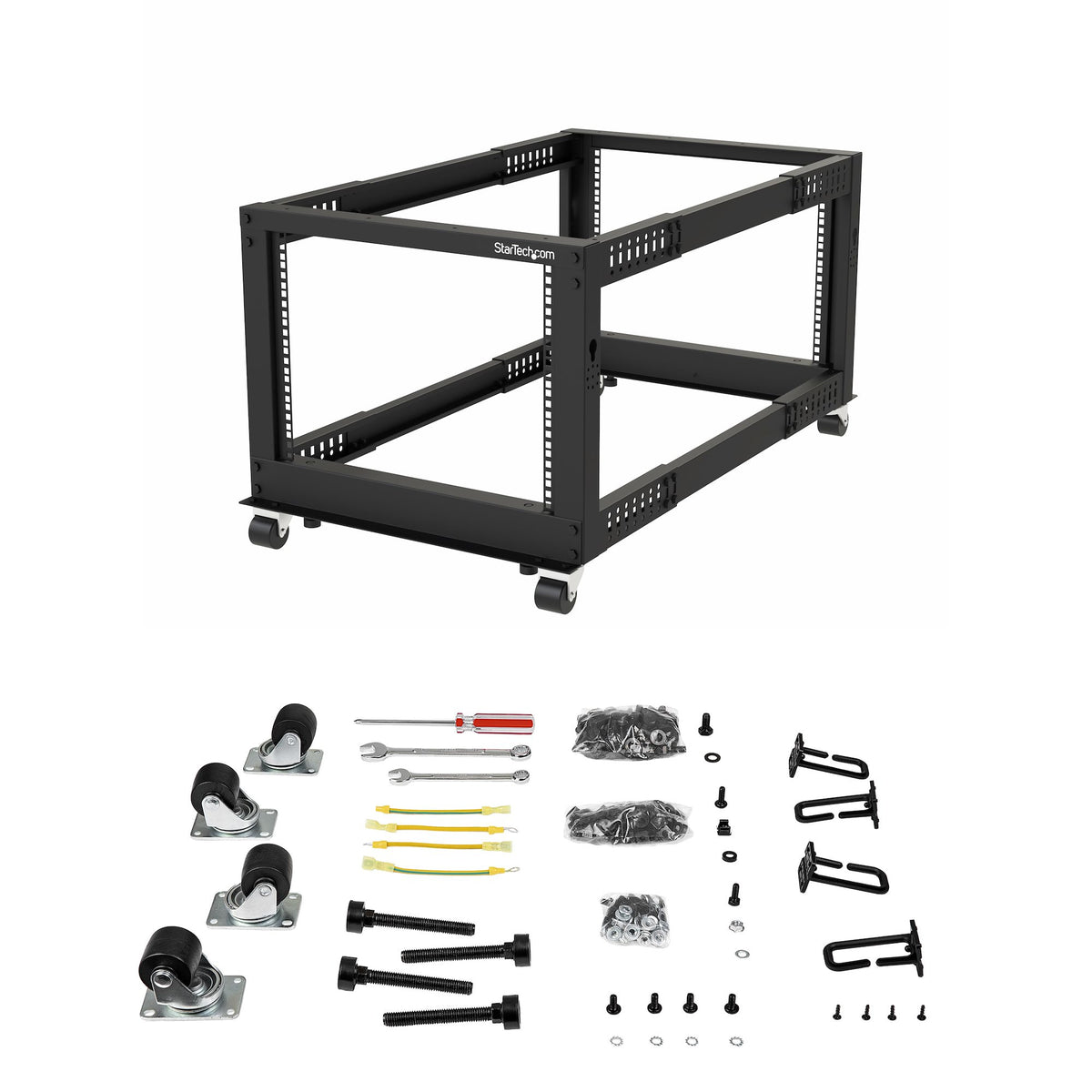 StarTech.com Rack Serveur Mobile 8U 4 Montants 19" avec Roulettes et Profondeur Ajustable