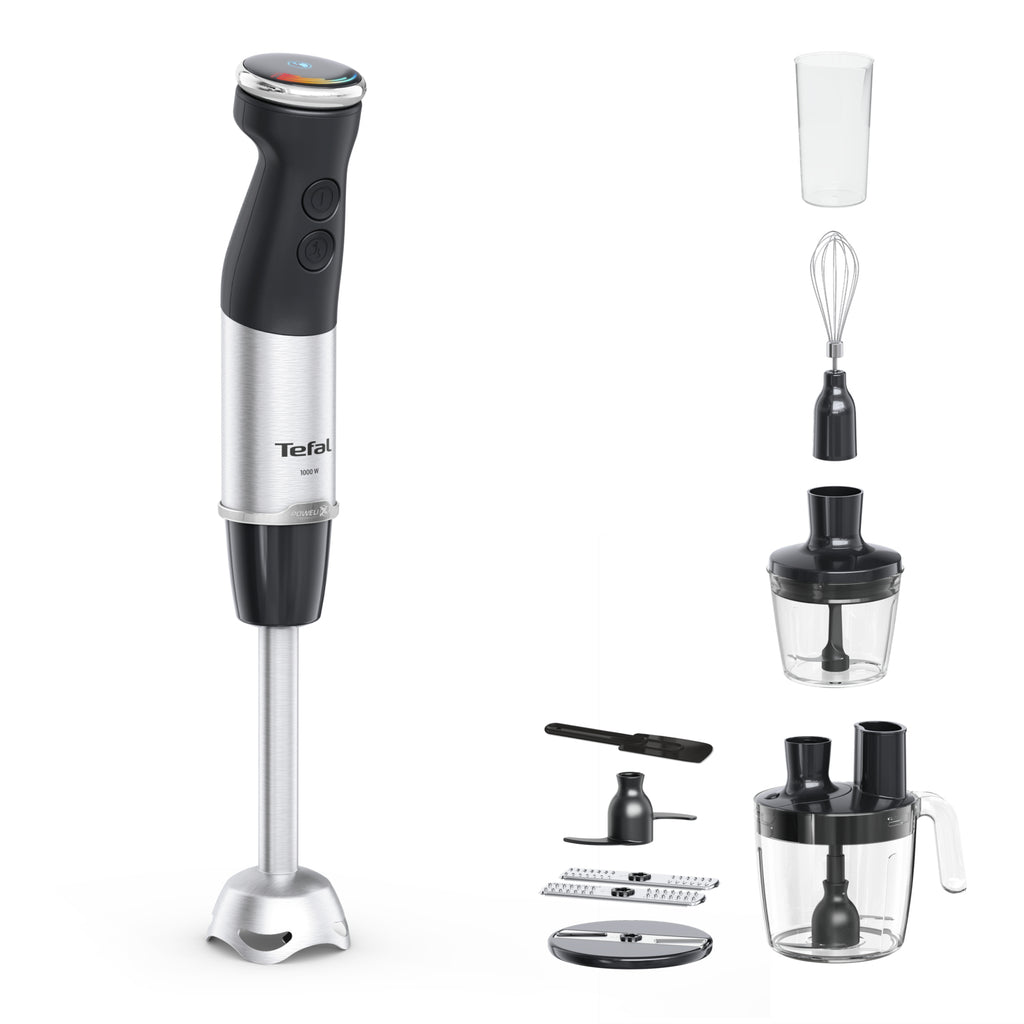 Tefal Quickchef+ HB67G830 blender 0,8 L Mélangeur par immersion 1000 W Noir, Acier inoxydable