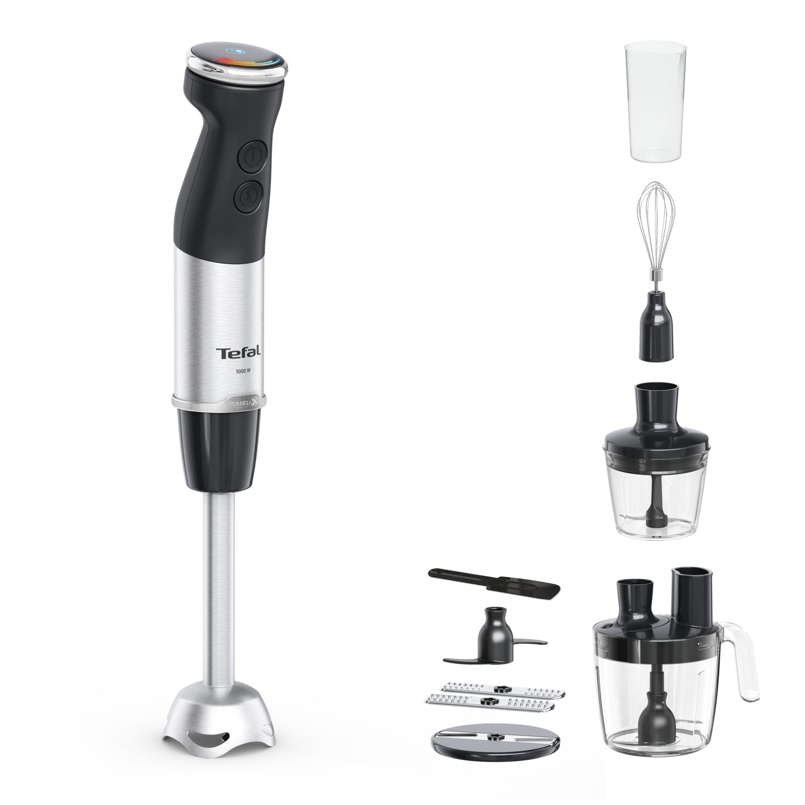 Tefal Quickchef+ HB67G830 blender 0,8 L Mélangeur par immersion 1000 W Noir, Acier inoxydable