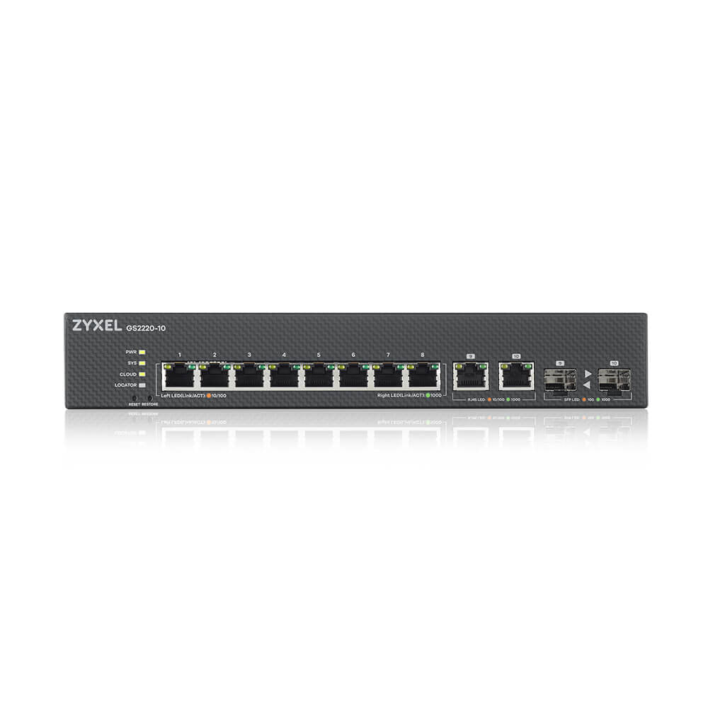 Zyxel GS2220-10-EU0101F commutateur réseau Géré L2 Gigabit Ethernet (10/100/1000) Noir - vue 2