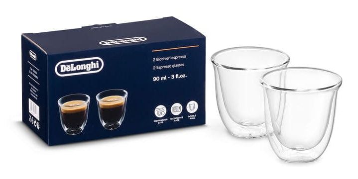 De’Longhi DLSC310 Set de 2 Tasses à Espresso en Verre Transparent, 90 ml