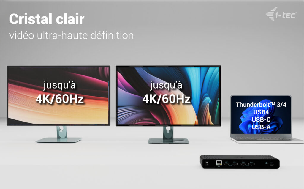 i-tec Station d'accueil Universelle Dual 4K avec Power Delivery 85W