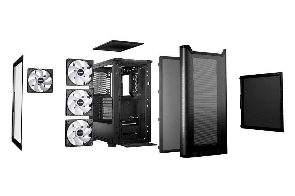 be quiet! Pure Base 501 Noir, Boîtier PC Vitré, Mini ATX / Micro ATX / ATX, 3 Ventilateurs Pure Wings 3 140mm PWM, Bande