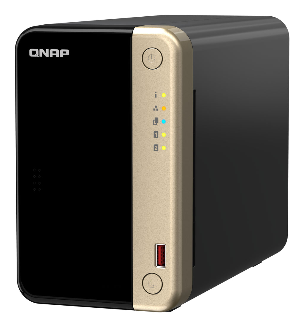 QNAP TS-264 NAS Tower Intel Celeron N5095 8 Go RAM 0 To QTS Noir et Or