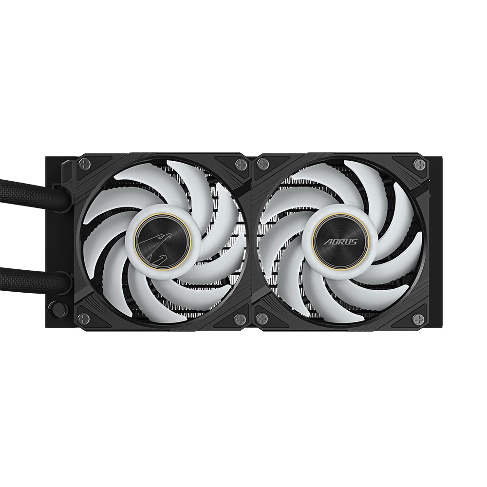 GIGABYTE AORUS WATERFORCE X II 240 Raffreddamento a liquido per CPU AIO - 2x ventole ARGB da 120 mm, LCD a colori, DAISY-CHAIN, compatibile con Intel LGA 1851 e AMD AM5