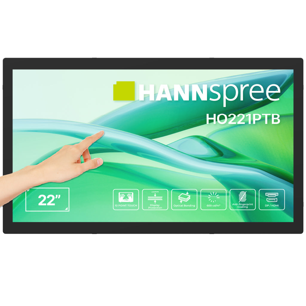 Hannspree HO221PTB Écran d'Affichage Dynamique LCD 21.4" Full HD Tactile, 600 cd/m², Noir