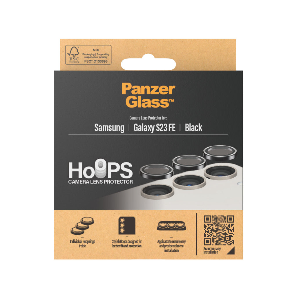 PanzerGlass ® Hoops® Camera Lens Protector Black Samsung Galaxy S23 FE Protection d'écran transparent 1 pièce(s)