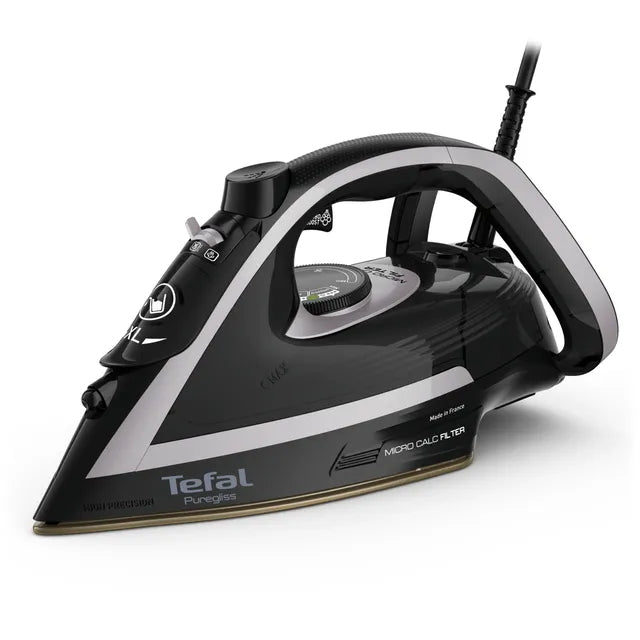 Tefal Puregliss FV8062E0 Fer à Repasser à Sec ou à Vapeur, Semelle Durilium AirGlide Autoclean, 3000 W, Noir et Gris