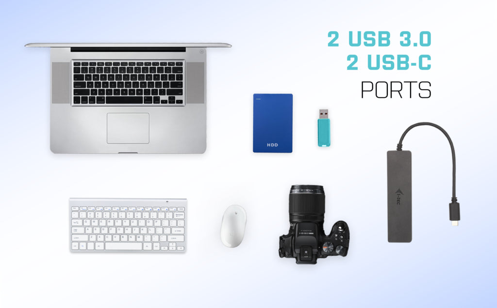 i-tec Metal C31HUBMETAL2A2C hub & concentrateur USB 3.2 Gen 1 (3.1 Gen 1) Type-C 10000 Mbit/s Noir