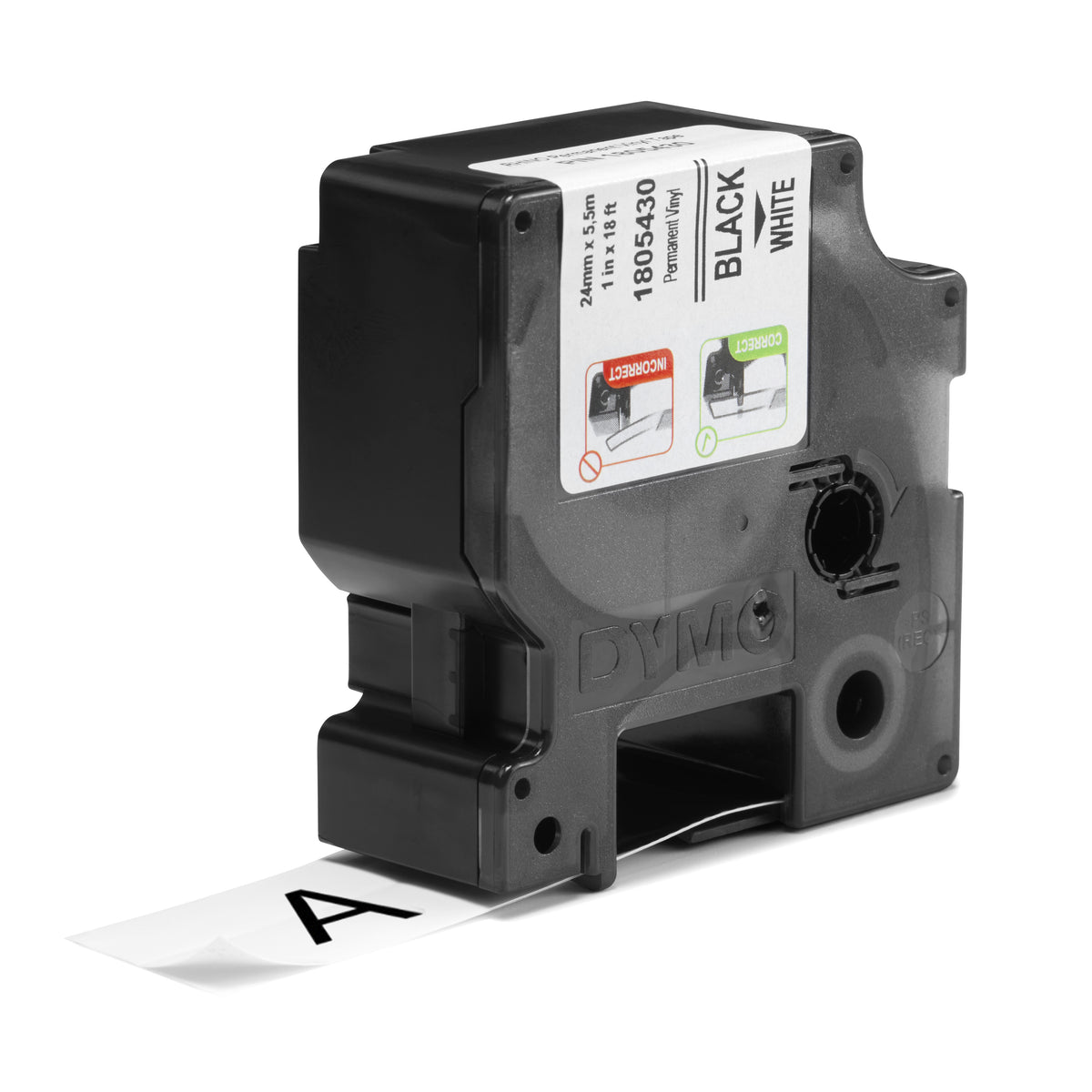 DYMO Rhino Étiquettes en vinyle industrielles | 24 mm x 5,5 m | autocollantes impression en noir sur fond blanc | pour étiqueteuses Rhino et LabelManager