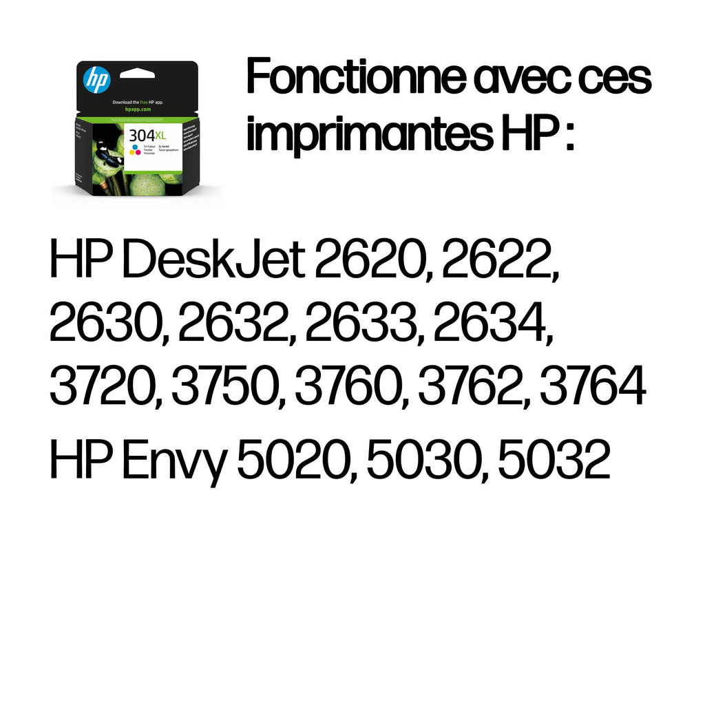 HP 304XL Cartouche d’encre trois couleurs grande capacité authentique