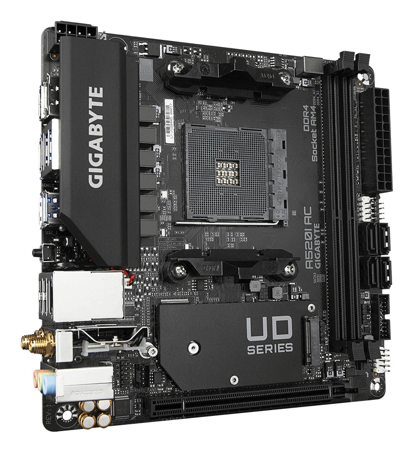 GIGABYTE A520I AC Carte Mère - Prend en charge les processeurs AMD Ryzen 5000 Series AM4, 6 phases VRM numériques, jusqu