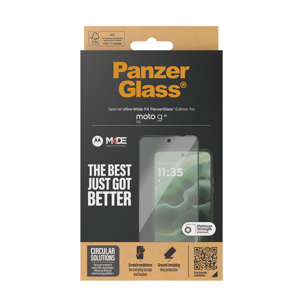 PanzerGlass Protection d'écran Ultra-Wide Fit pour Motorola Moto g56 5G et g35 5G, Transparent