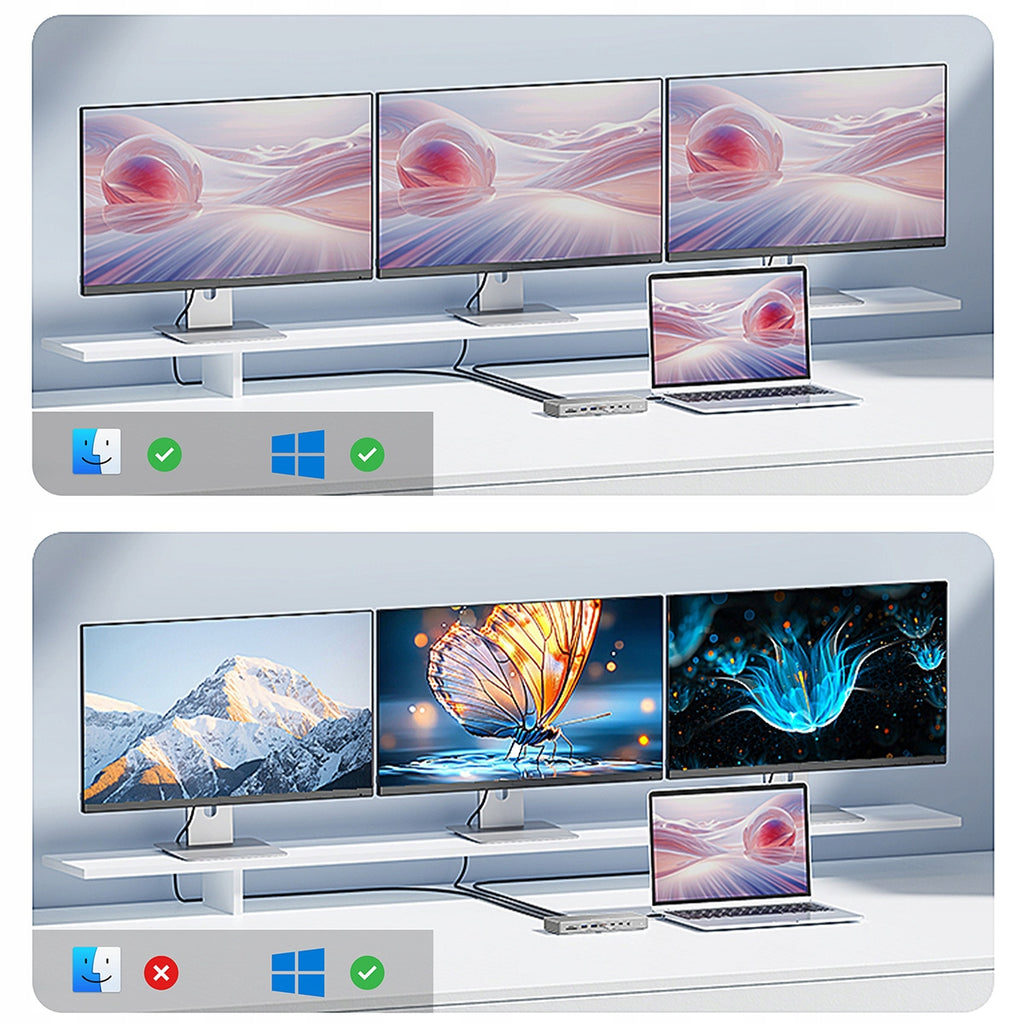 Station d'accueil USB-C 16-en-1 avec 2 ports HDMI 4K 60 Hz, DisplayPort 1.4, USB et prise SD  Zenwire  BS-HD1601