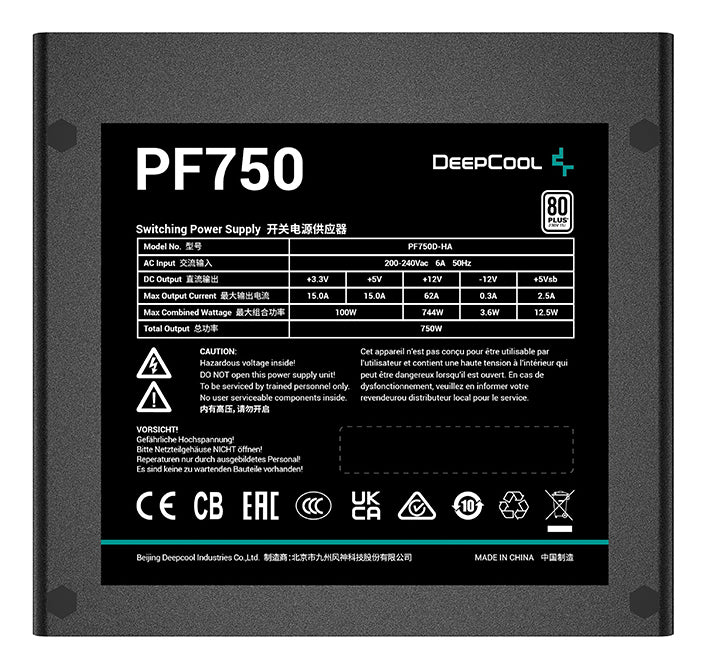 Deepcool PF750 Strømforsyning 750Watt Ikke modulær