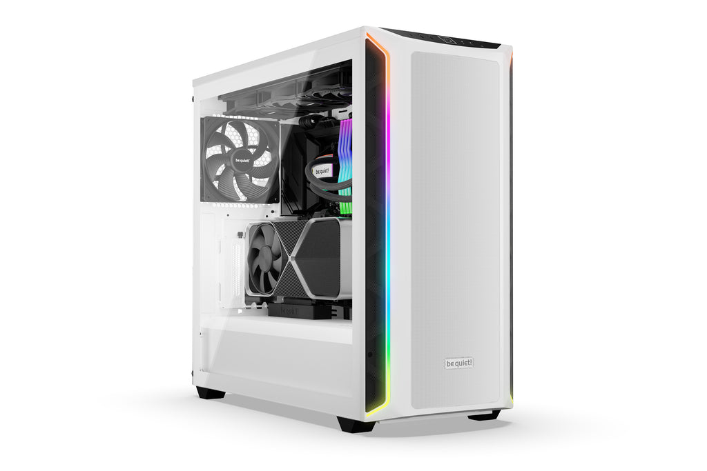 be quiet! Shadow Base 800 Blanc | Boîtier PC ARGB vitré, Mini ITX / Micro ATX / ATX / E-ATX, 3 ventilateurs Pure Wings 3