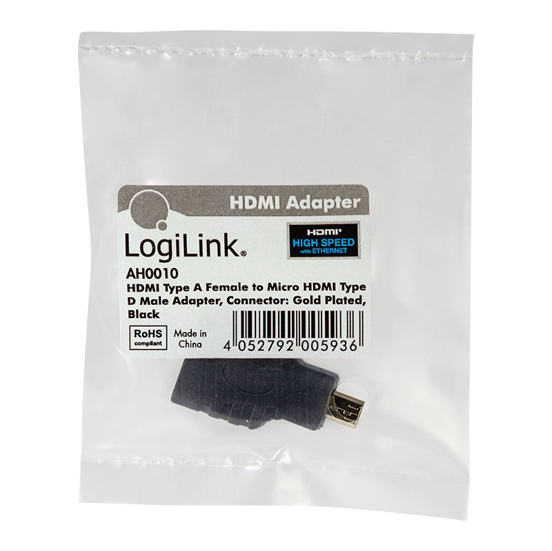 LogiLink AH0010 câble vidéo et adaptateur HDMI Type A (Standard) HDMI Type D (Micro) Noir - vue 4