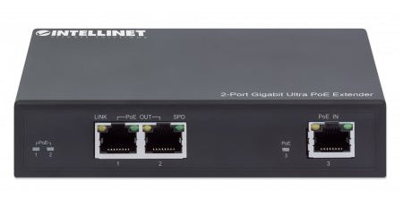 Intellinet Prolongateur Ultra PoE Gigabit 2 ports, Extension 100m, Budget 60W, IEEE 802.3bt/at/af, Boîtier Métal