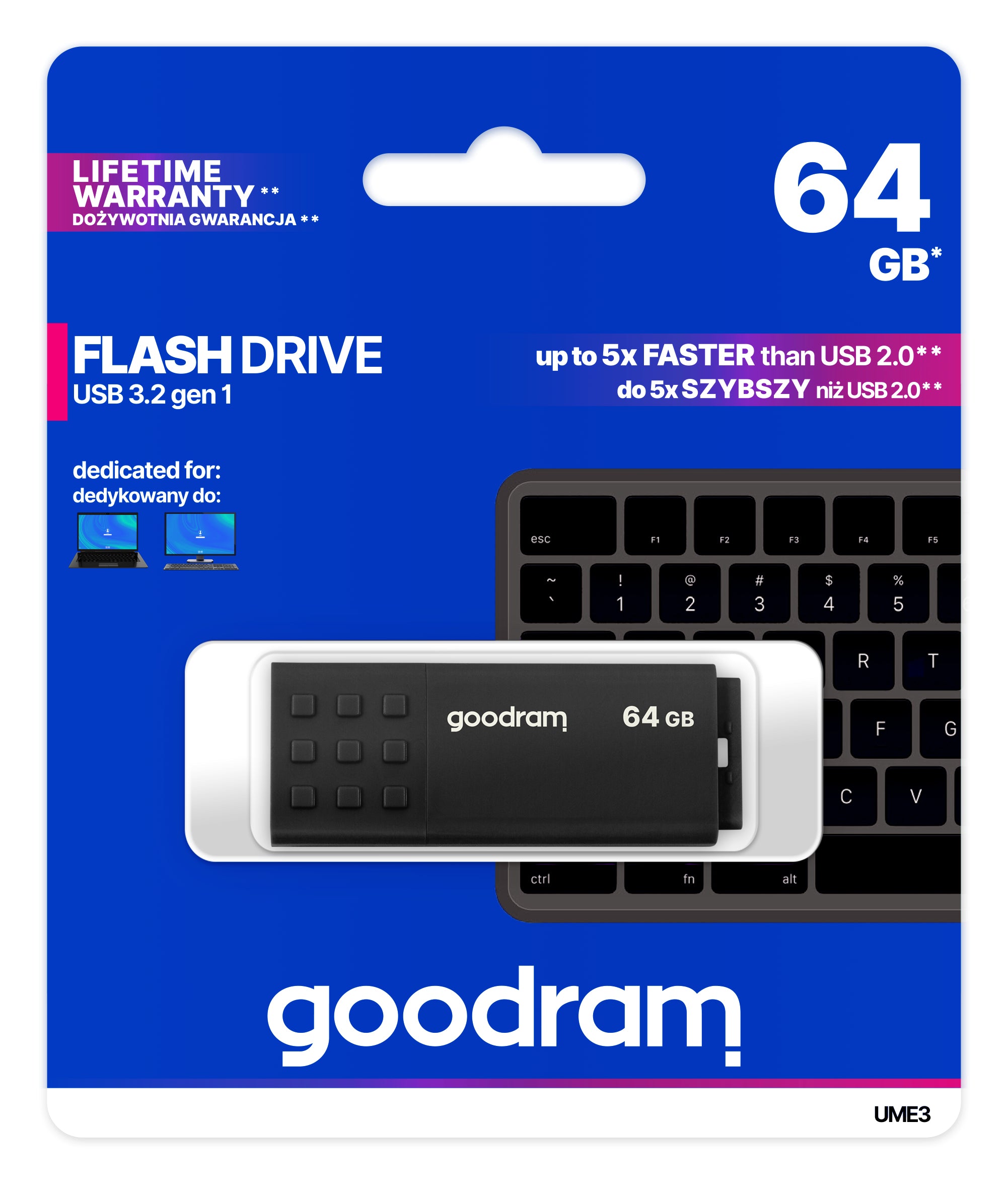 Goodram UME3 lecteur USB flash 64 Go USB Type-A 3.2 Gen 1 (3.1 Gen 1) Noir