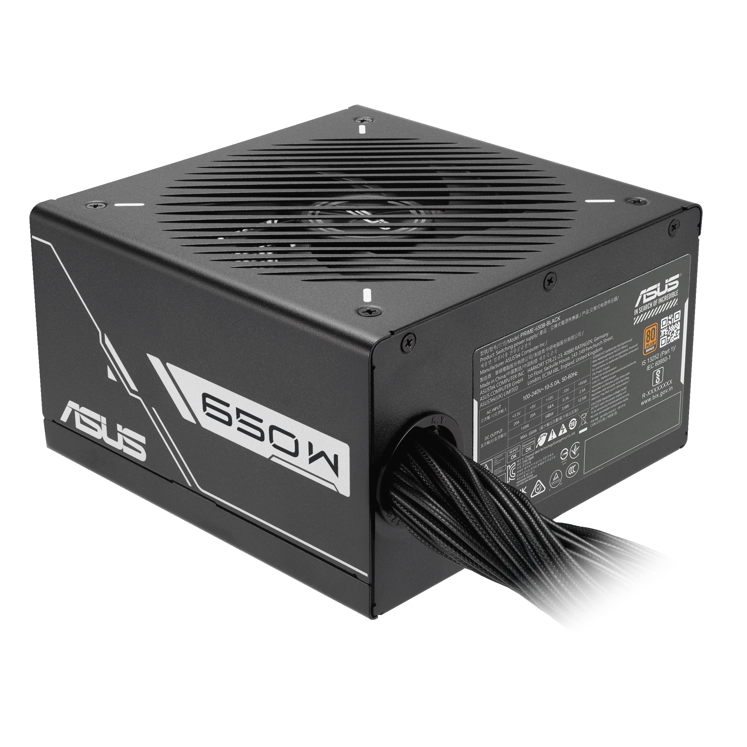 ASUS Prime -650B-BLACK unité d'alimentation d'énergie 650 W 20+4 pin ATX ATX Noir