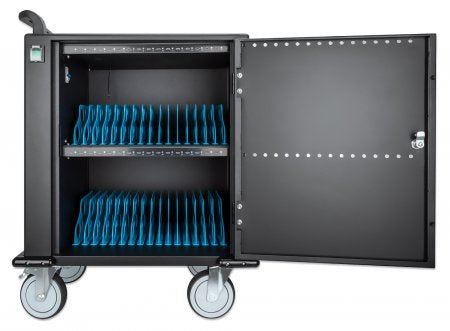 Manhattan Chariot de Charge USB-C pour 32 Appareils, Armoire Verrouillable pour Tablettes et Smartphones