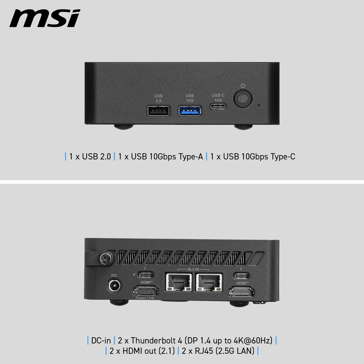 MSI Cubi NUC AI+ 3MG-004EU Copilot+ PC Intel Core Ultra 5 322 16 Go DDR5-SDRAM 512 Go SSD Windows 11 Pro Mini PC Noir