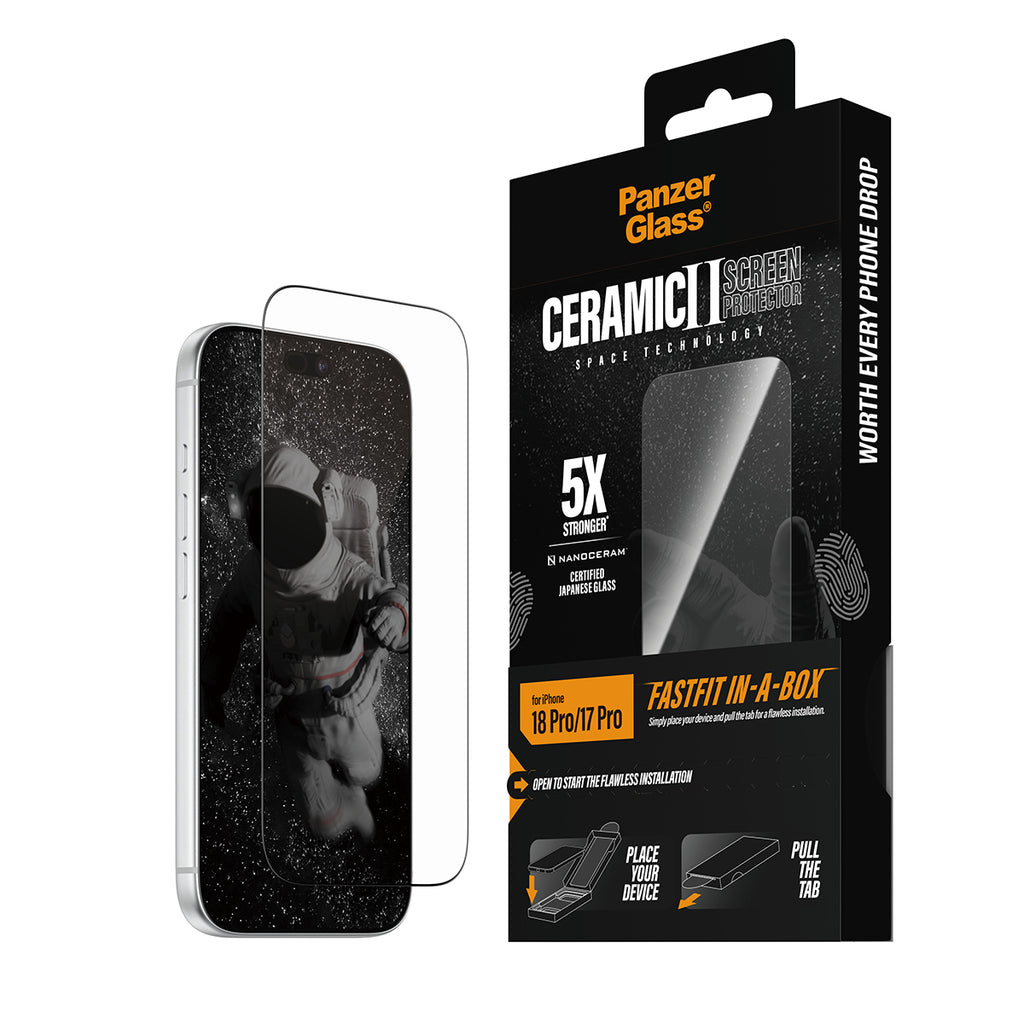 PanzerGlass ® Ceramic Screen Protector iPhone 2026 Pro | 17 Pro w. FASTFIT IN-A-BOX Protection d'écran transparent 1 piè